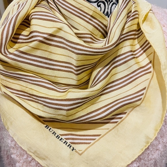 Burberry Beautiful Striped Scarf 22” x 22” Silk Blend - Picture 4 of 8